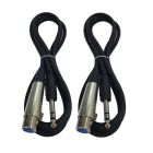 Cable Up CU/AB402 6' XLR Female to 1/4" TRS Male Audio Cable (2-Pack)