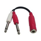 Cable Up CU/YC202 1/4" TS Female to Dual 1/4" TS Male Audio Cable